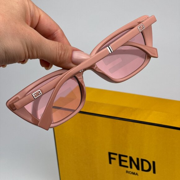 Fendi FE40089I 72U FOLDING BRAND NEW Sunglasses Shiny Pink Mirror Pattern Women - Picture 4 of 13